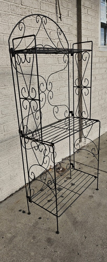 🔥 Vintage French Bakers Rack 3 Tier Scrolling Wrought Iron