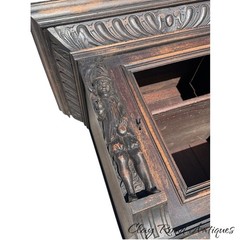 antique figural carved Oak hanging cabinet victorian Black Forest repurpose part