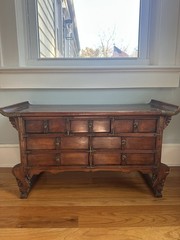 VTG Chinese Asian Medicine Jewelry Apothecary Wood Under The Window Table