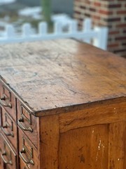 Large solid wood, antique multi drawer card catalog cabinet