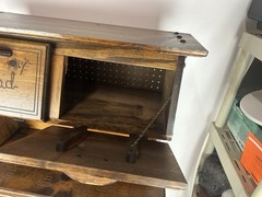 Onion Potato Bread Chips Antique Vintage Wooden Cabinet Country Kitchen