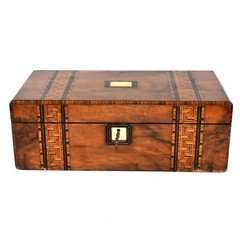 English Travel desk, in exotic wood, rosewood and with inlays, early 19th centur
