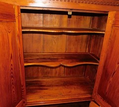 Southern Antique Heart Pine Four Panel Door Cabinet with Dental Molding