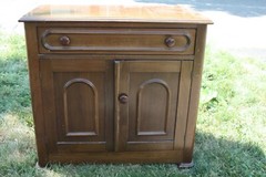 Vintage One-Drawer Washstand Cabinet (Refinished) Walnut? 30″ W, 28.5″ H, 16″ D