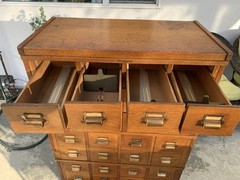 Antique Oak Wood Yawnan and Erne Mfg Co. Stacking Cabinet 28 Index File Drawers