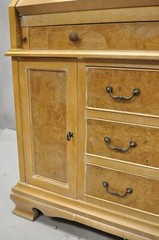 Chapman Italian Neoclassical Burl Wood Patchwork Olivewood Tall Secretary Desk