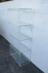 Mid Century Lucite and Glass Etagere Open Shelf Display Cabinet 5130