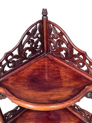 Vintage Chinese Solid Rosewood Corner Etagere Cabinet Carved Whatnot Shelf Heavy