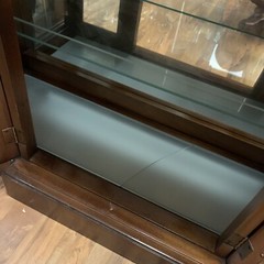 VTG Mid-Century Solid Walnut Wood Glass 4 Shelf Lighted Curio Cabinet 37″L 76″H