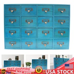 16 Drawers Apothecary Cabinet Library Card Catalog Cabinet Tabletop Vintage Apot