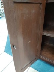 Antique Walnut Blind Door Stepback Cabinet Cupboard Hutch