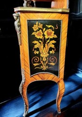 19century Louis XV Marquetry, Parquetry & Gold Gilded Bronze two tiered Cabinet