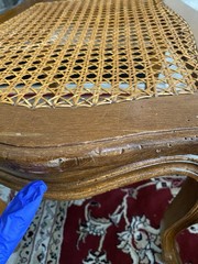 Antique Luise XV Style Walnut Rococo Carved Wooden Bench/Coffee Table W/Cane Top