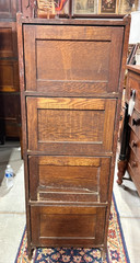 Antique Oak Tiger Filing Cabinet with Brass Hardware and Label Holders