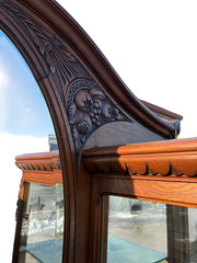 Antique French Art Nouveau Curio Cabinet Hutch China Breakfront Oak Side By Side
