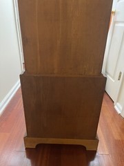 Vintage Wood Curio Cabinet Glass Doors 72.75″ H x 15″ W (20” Top) x 8”-10.5” D