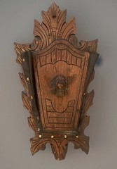 Antique Victorian Walnut Wall pocket Magazine Newspaper Rack Holder Spaniel Dog