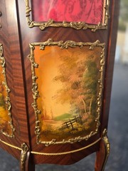 Vintage French Louis XVI Vitrine Curio Display Cabinet w Brass Ormolu