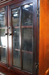 Mid Century Mahogany Stepback China Display Cabinet Hutch Bookcase 68″