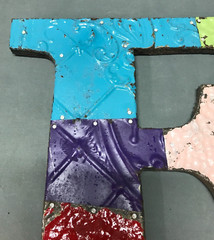 Decorative Salvaged Tin Ceiling 12″ Patchwork Mix Color Letter F Metal 357-25B