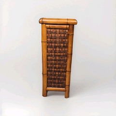 🍯Antique🍯 Honey Bamboo & Woven Rattan Cabinet 1970s