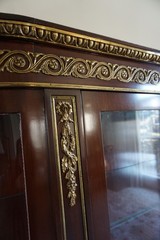 French Louis XVI Style Mahogany and Inlaid Vitrine with Gilt Bronze