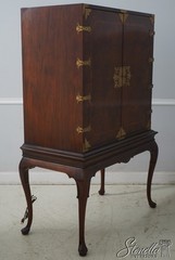 L70001: Burl Walnut Chinoiserie Form TV Media Bar Cabinet