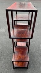 Mid-Century Chinese Brass Inlay Rosewood Wall Mounted Curio Display Cabinet