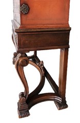 Cabinet on Stand, Chinoiserie, Japanned, Console Base China, Asian, Walnut,66″t