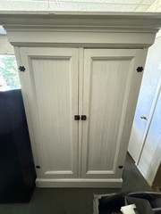Huge Antique Painted Heart? Pine Bead Board Cupboard Armoire