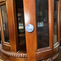 Tea Table End Table Glass Panel Curio Liquor Cabinet Round Side Table Read