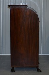 PAIR OF ANTIQUE REGENCY FLAMED MAHOGANY & GILT BRONZE DRINKS CABINET PEDESTALS