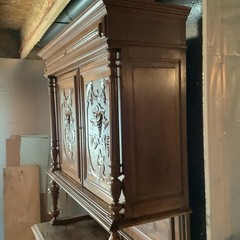 Antique Country French Carved Walnut Cupboard, 19th Century