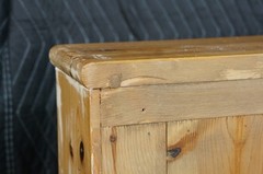 Rare English Knotty Pine Shallow Glazed Glass China Display Cabinet Cupboard 95″