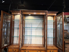 English Edwardian Style Breakfront in Satinwood with Dentil Molding