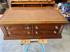 Antique American Clark’s O.N.T. Oak Spool Cabinet /Mercantile Desk, c. 1892 ….