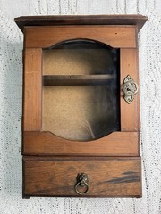 VTG Antique Bathroom Cabinet Apothecary – Glass Door Display Case with Drawer