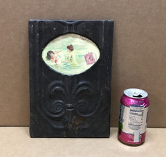 VTG Shabby Metal Photo 4×6 Oval Rust Tin Ceiling Picture Frame Chic Old 678-26B