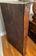 Antique Oak Inlay Hanging Corner Cupboard