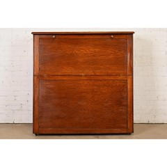 Antique Mission Oak Arts & Crafts Standing Map Case, Circa 1900