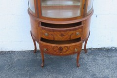 French Early 1900s Carved Inlaid Vitrine Display Curio Cabinet Cupboard 5667