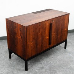 Mid Century Modern Compact Credenza Cabinet Refrigerator Storage Silkeborg Lock