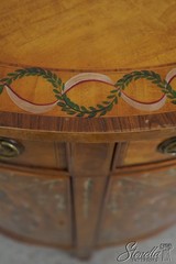 F70335: WELLINGTON HALL Satinwood Adams Painted Demi Lune Cabinet