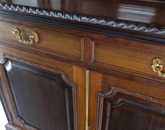 Antique Mahogany Carved Rope Edge Two Part Cupboard Cabinet Server Vitrine MINT