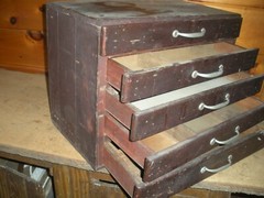 Vintage Primitive Handmade Wooden Cabinet with Drawers