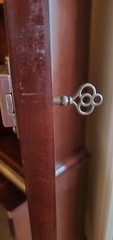 Vintage Sheraton Style American Mahogany China Cabinet with Key and Lock