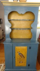 Country Painted Pine Open Top Step back Yelloware Cupboard