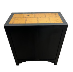 Mid Century Chinese Console Cabinet, Two Drawers Chinoiserie Hand Painted Flower