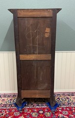 Antique French Breton Bookcase Armoire Linen Cab Wavy Glass Carved Chestnut 19th
