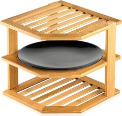 RoyalHouse Bamboo 3-Tier Corner Shelf Organizer for Countertop &